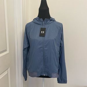 Under Armour Woven Full Zip Reversible Jacket Windbreaker Warm Up Pockets NEW